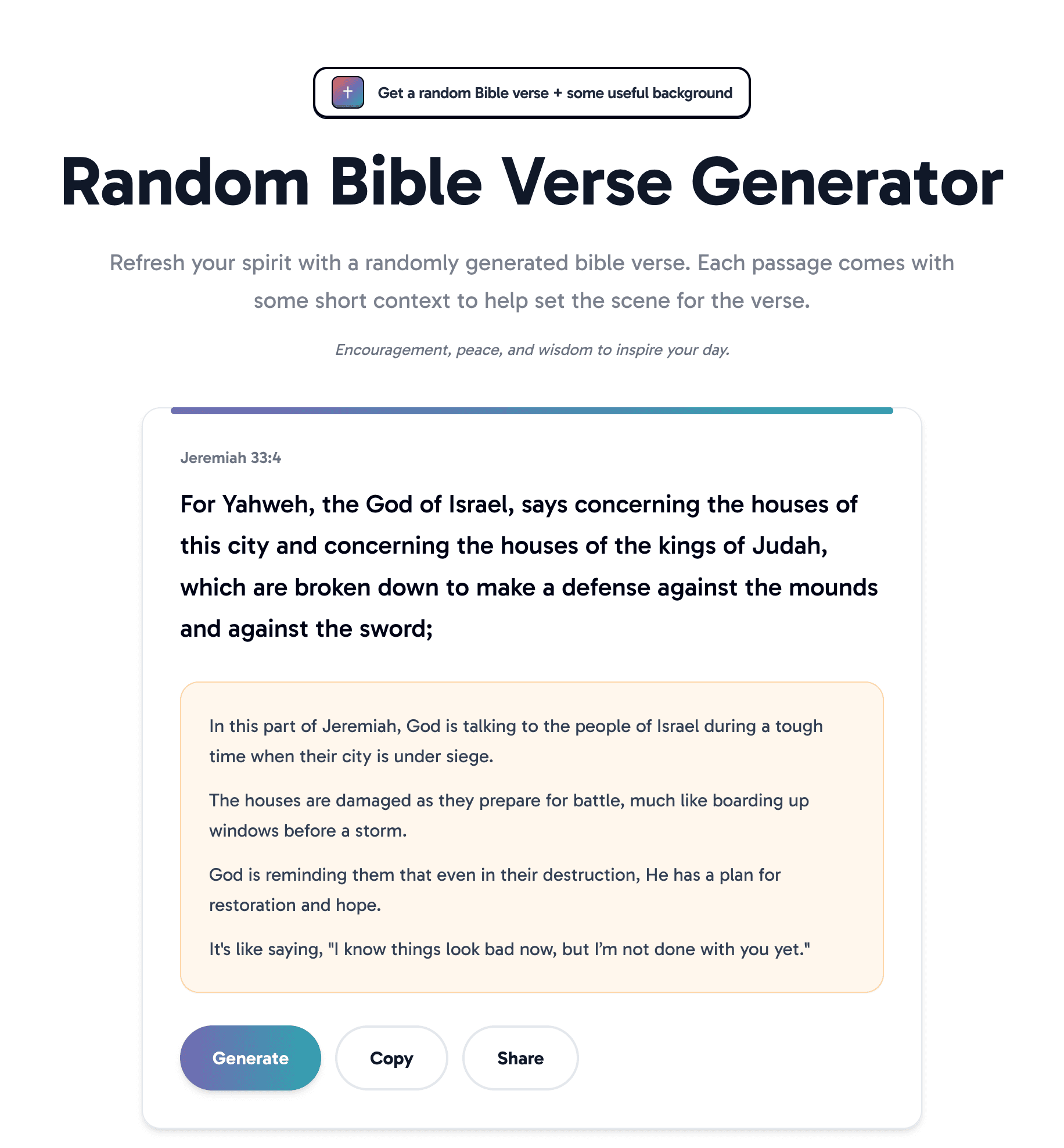 Random Bible Verse Generator